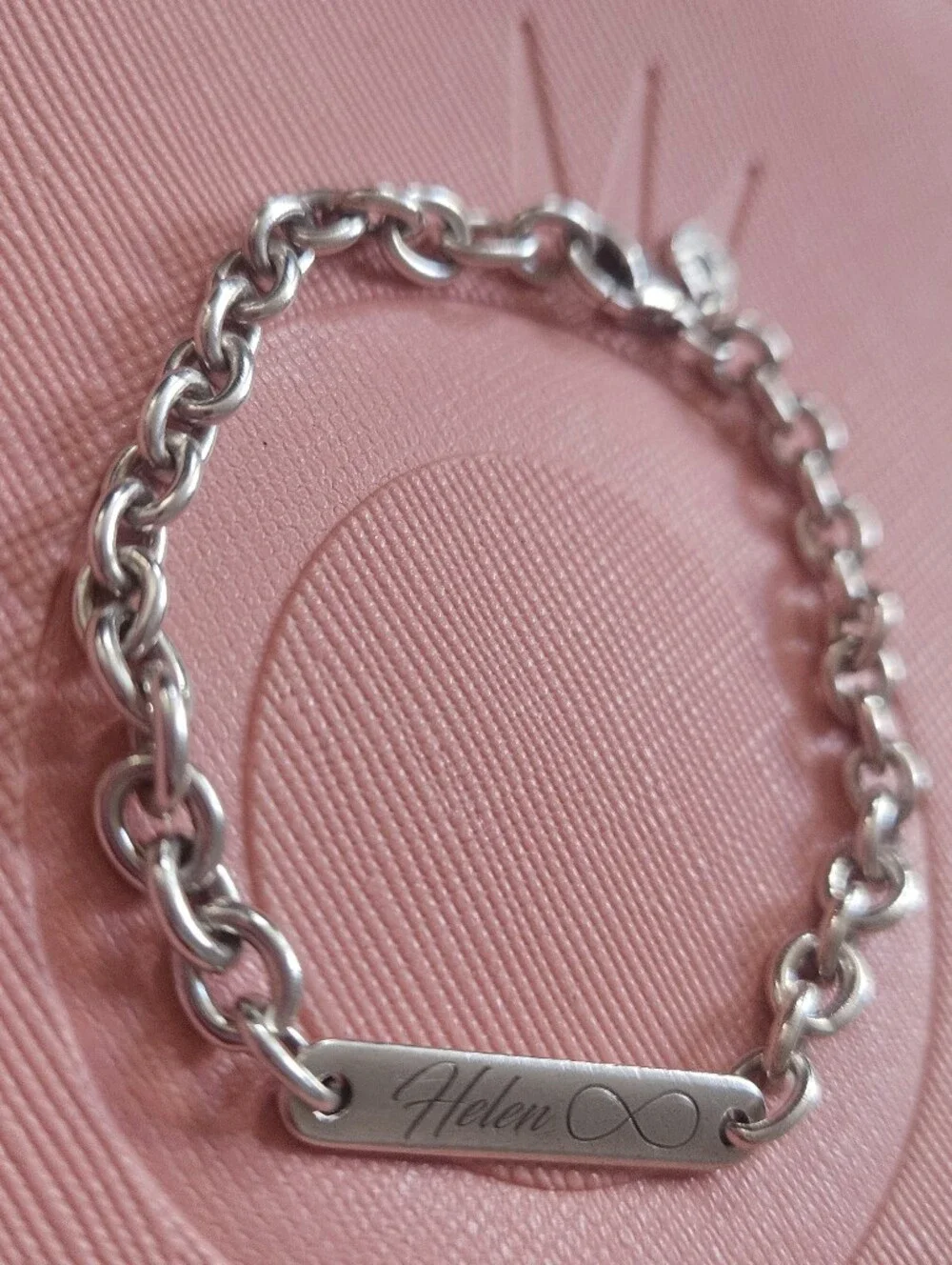 Pandora Sterling Silver Bar Chain Bracelet - 'Helen' Engraving Lenght 6.3